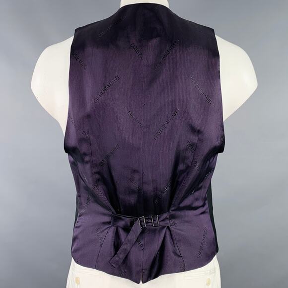 CARLO PIGNATELLI Size 42 Black Purple Stripe Acetate Wool Vest - Picture 4 of 7